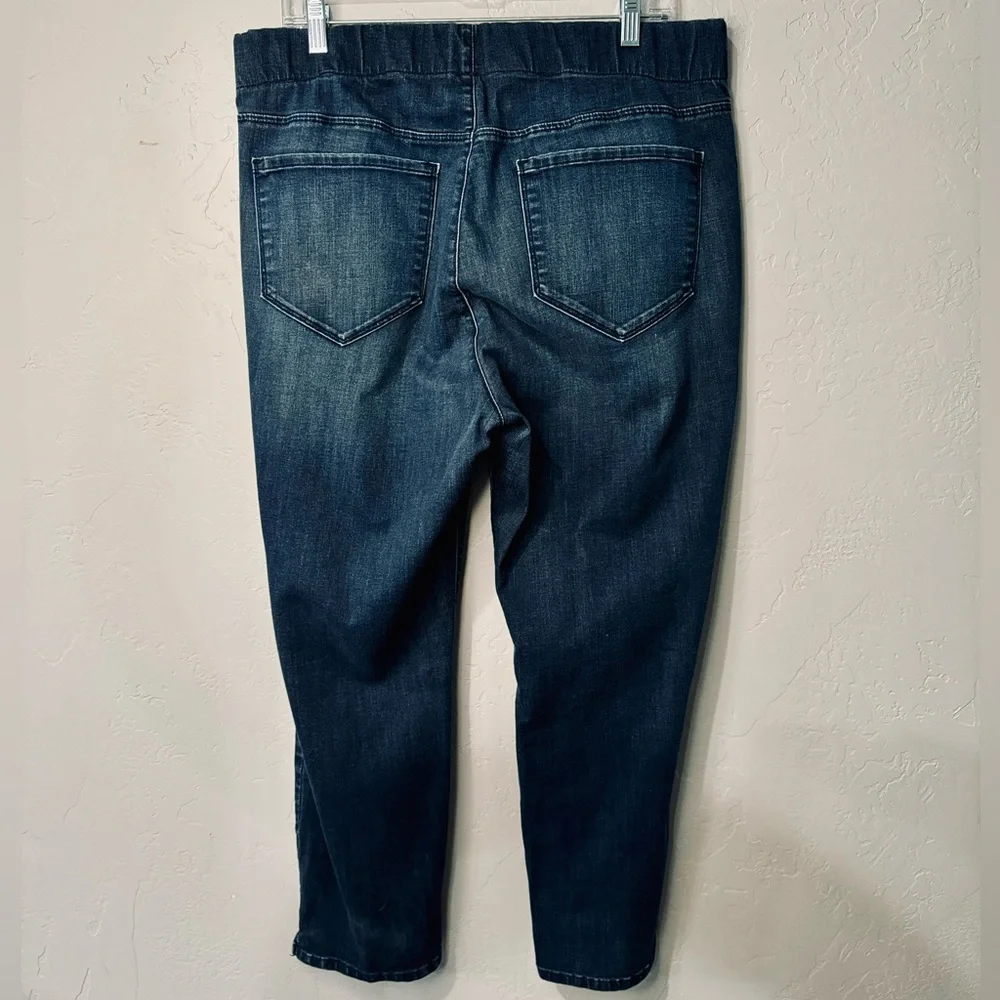 NYDJ Pull-On Jeans Straight Leg Fit Stretch Dark Wash High-Rise Denim SZ 16W - Picture 3 of 15